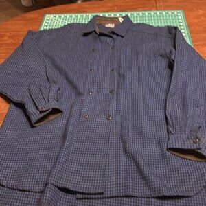 Vintage The Woolrich Woman Blue/Black Plaid Over Shirt Coat 16
